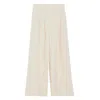 Max Mara Linen Blend Pinstripe Wide Pants In Beige
