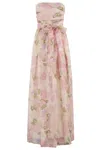 Max Mara Fancy Organza Bustier Dress In Avorio
