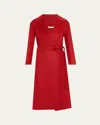Max Mara Livia Belted Wrap Wool Coat In Red