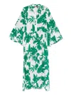 Max Mara Studio Livrea Printed Silk Dress In Green