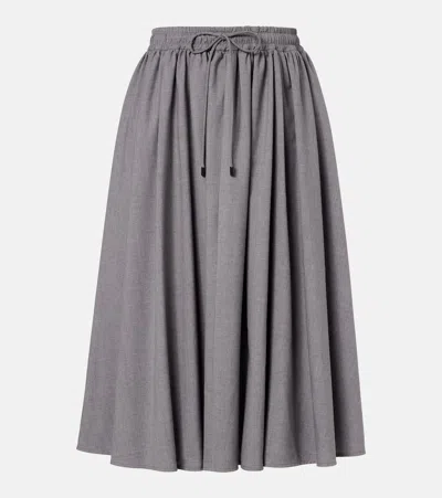 Max Mara Livrea Virgin Wool Midi Skirt In Gray