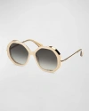 Max Mara Liz Mixed-media Round Sunglasses In Ivory Gradient Gr