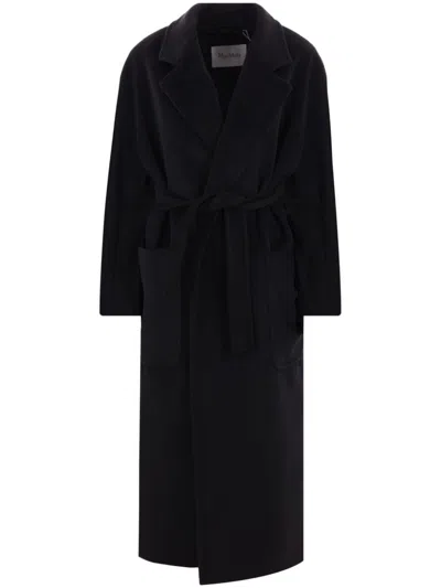 Max Mara Blue Cashmere Oversized Coat In Multi