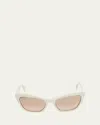 Max Mara Logo Acetate Cat-eye Sunglasses In White Brown