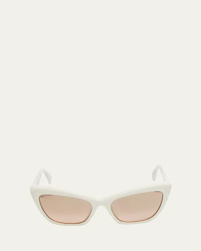 Max Mara Logo Acetate Cat-eye Sunglasses In White Brown