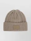 Max Mara Macbeth Beanie Logo Pelle In Gray