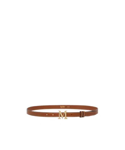 Max Mara Logo Belt In Brown