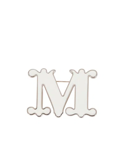 Max Mara Logo Brooch In White