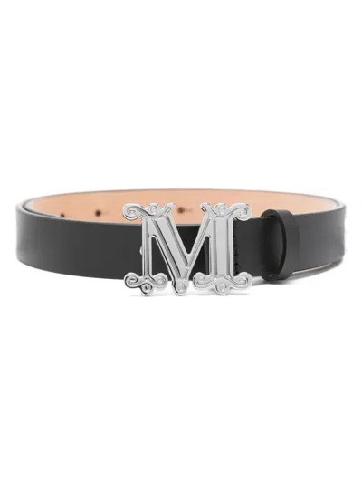 Max Mara Logo-buckle Belt In Black