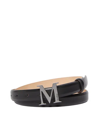 Max Mara Logo Buckle Belt In Black