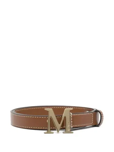 Max Mara Logo-buckle Belt In Brown
