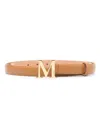 Max Mara Logo-buckle Leather Belt In Brown