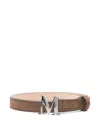 Max Mara Logo-buckle Suede Belt In Brown