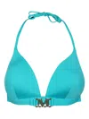 Max Mara Logo-buckle Triangle Bikini Top In Blue