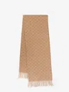 Max Mara Logo Camel Scarf With All-over Logo In Sand