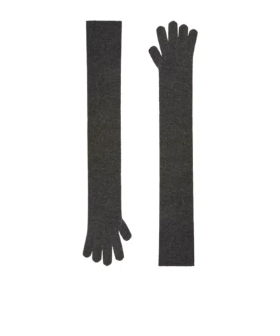 Max Mara Logo Cashmere Gloves In Black