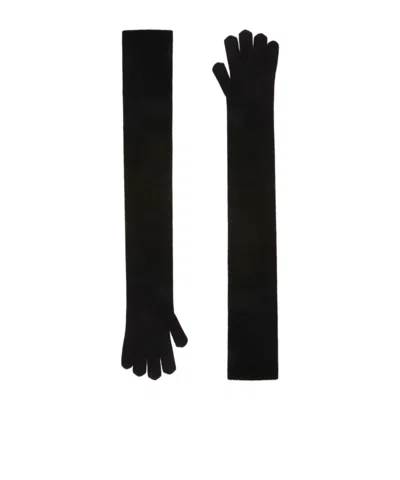 Max Mara Long Knit Gloves In Black