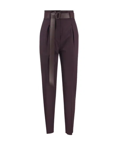 Max Mara Logo Casual Pants In Burgundy