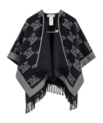 Max Mara Logo Cloak In Black