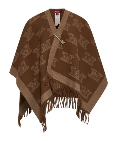 MAX MARA MAX MARA STUDIO ALL-OVER LOGO PATTERNED FRINGED EDGE CAPE
