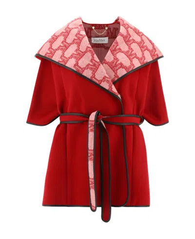 Max Mara Logo Cloak In Red