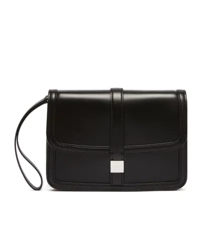 Max Mara Logo Clutch In Black