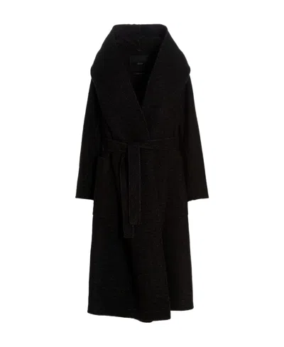 Max Mara Logo Coat In Black
