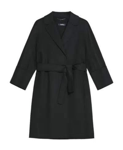Max Mara Logo Coat In Black