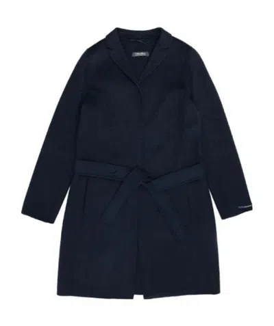 Max Mara Logo Coat In Blue