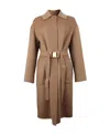 Max Mara Logo Coat In Brown
