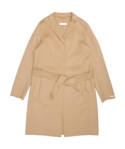 Max Mara Logo Coat In Nude