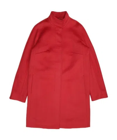 Max Mara Logo Coat In Red