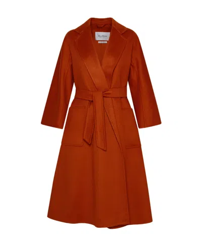 Max Mara Logo Coat In Red