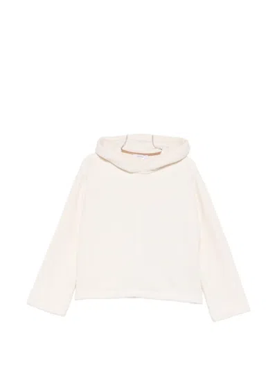 Max Mara Logo Cotton Hoodie In White