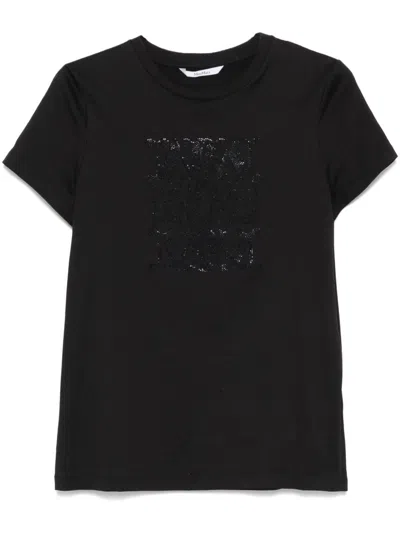 Max Mara Logo Cotton T-shirt In Black