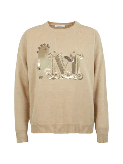 Max Mara Round Neck Sweater In Neutral
