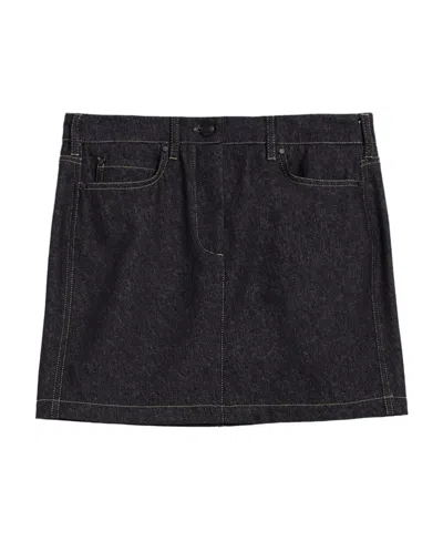 Max Mara Logo Denim Skirt In Black