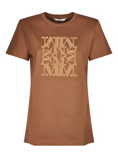 Max Mara Logo-detail Cotton T-shirt In Brown