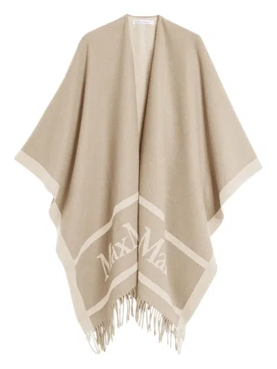 Max Mara Logo-detail Fringed Poncho
