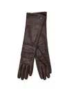 Max Mara Afidee Ribbed Leather Gloves In Brown
