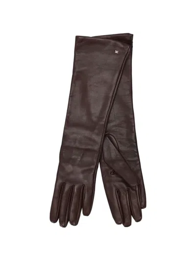 Max Mara Logo-detail Gloves In Brown