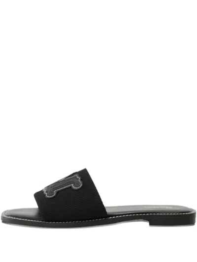 Max Mara Logo-detail Knitted Slides In Black