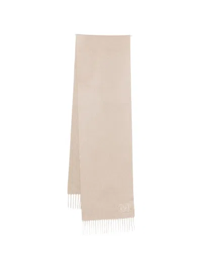 Max Mara Wsdalia Cashmere Scarf Fringe Detail In Neutral
