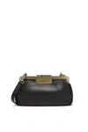 Max Mara Leather Clutch With Metal Logoed Detail In Black