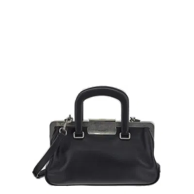 Max Mara Logo Detailed Top Handle Bag In Black