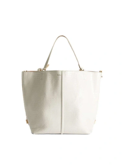 Max Mara Logo Detailed Top Handle Bag In White