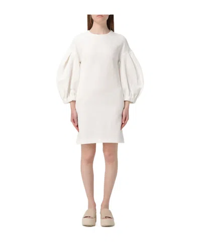 Max Mara Cotton Poplin Lace-up Mini Dress In White