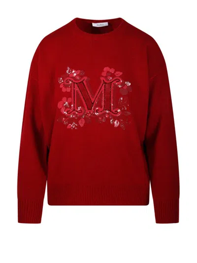 MAX MARA LOGO EMBELLISHED CREWNECK JUMPER