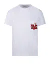 Max Mara Logo-embroidered Crewneck T-shirt In Bianco E Rosa