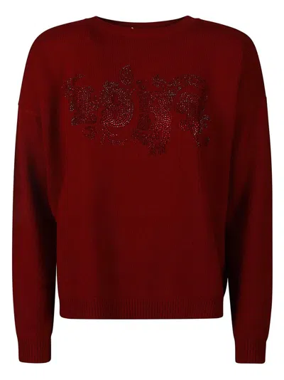 Max Mara Logo Embellished Knitted Jumper In Red